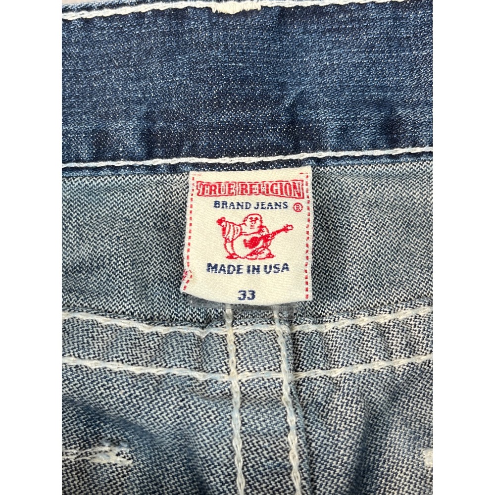 True Religion Ricky Big T Jeans Mens 33 Blue Excellent Straight Leg Big Stitch - Picture 6 of 13